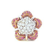 Pink Sapphire and Diamond Flower Fashion Ring-Final Sale